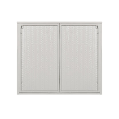 27.56"Glass Doors Modern Two-door Wall Cabinet with Featuring Three-tier Storage White