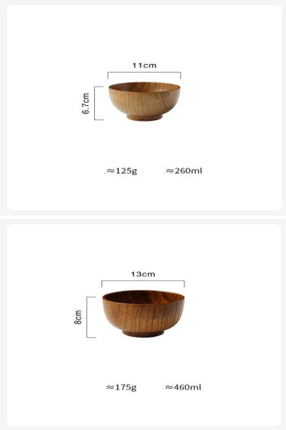 Japanese Style Wooden Rice and Soup Bowl