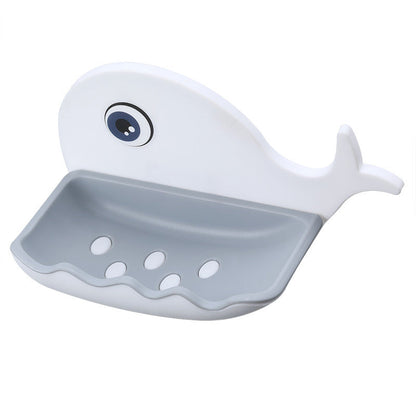 Whale Shape Free Punch Soap Rack Bathroom Drain Soap Box Toilet Soap Rack Wall-Mounted Rack