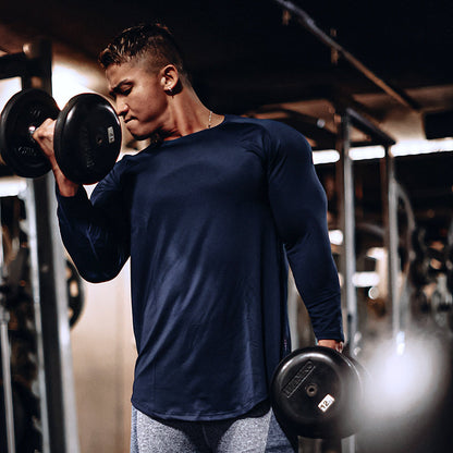 Back Vertical Letter Sports T-shirt Fitness Long Sleeve