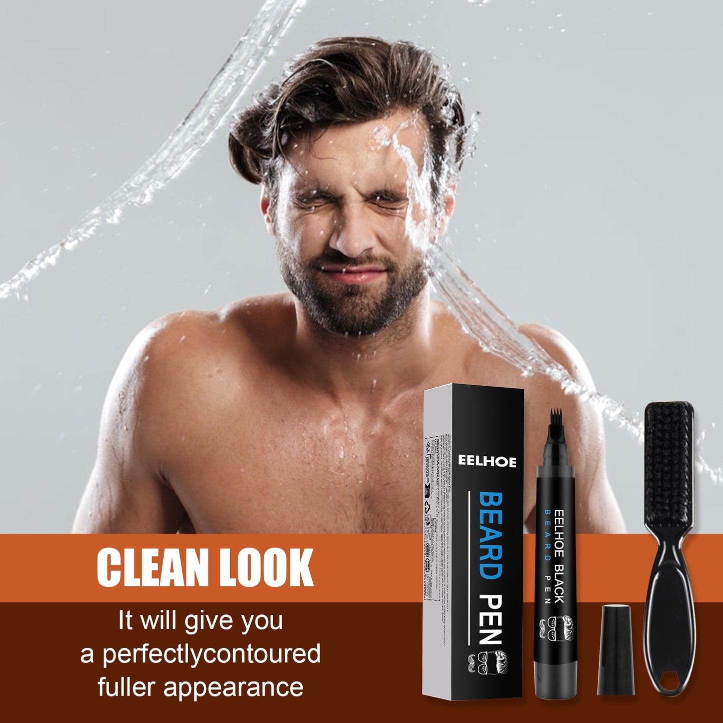 Foreign Trade Cross-Border Beard Filler Pen Kit, Waterproof, Sweat Resistant, Makeup Free Beard Pen Beard Pen