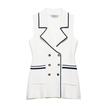 Summer New  Style Women's Fashion Temperament Sleeveless Trim Knit Tank Top