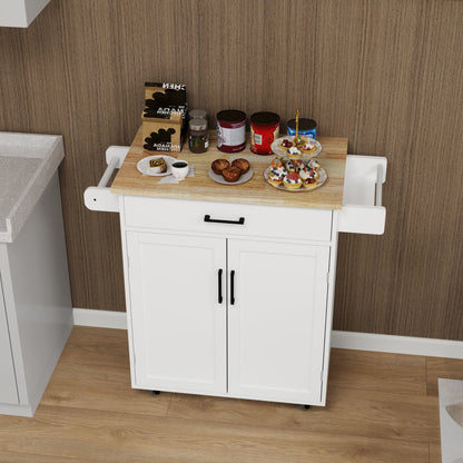 Kitchen island rolling trolley cart with 1 drawer & 2 doors with storage racks & Adjustable Shelves & towel rack