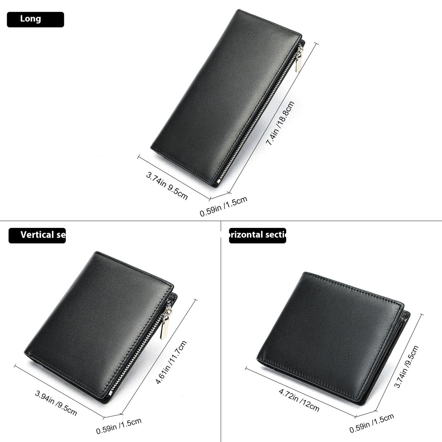 Handmade Cowhide Men's Zip Wallet Anti-theft