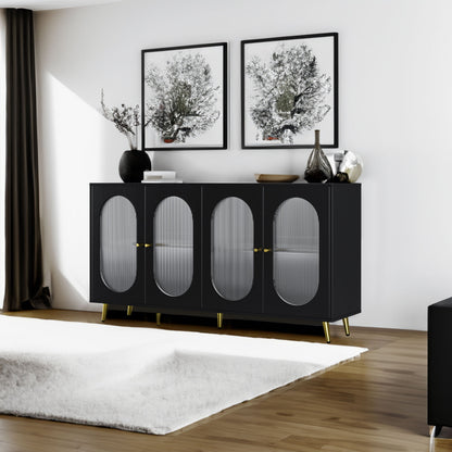 Modern Accent Sideboard Cabinet with Acrylic Doors, Freestanding Storage Cupboard Console Table for Kitchen Dining Black