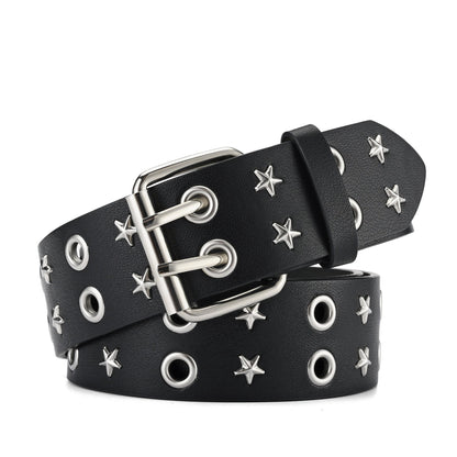 Punk Double Row Pin Buckle Denim Men's Belt