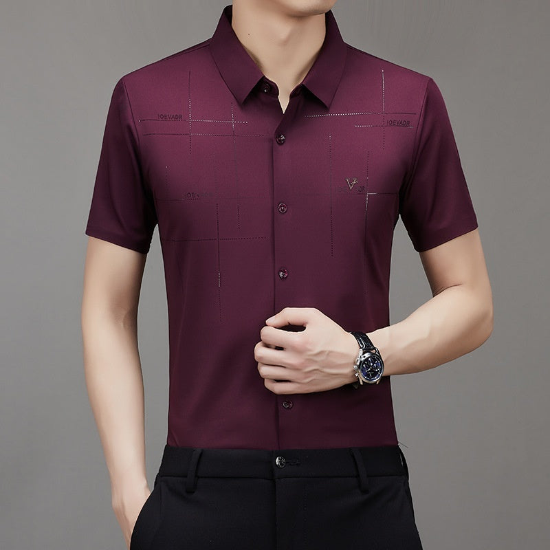 Summer Men's Short Sleeve Seamless Business Shirt