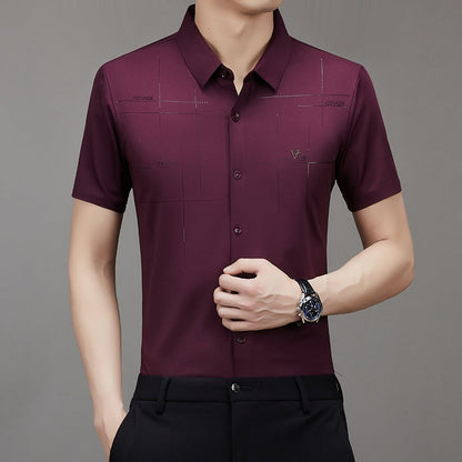 Summer Men's Short Sleeve Seamless Business Shirt