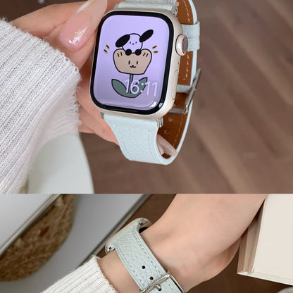 Square Buckle Lychee Leather Waist Strap