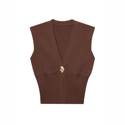 Elegant Casual Commuting Vest V-neck Tank Top for Women withDesign Sense