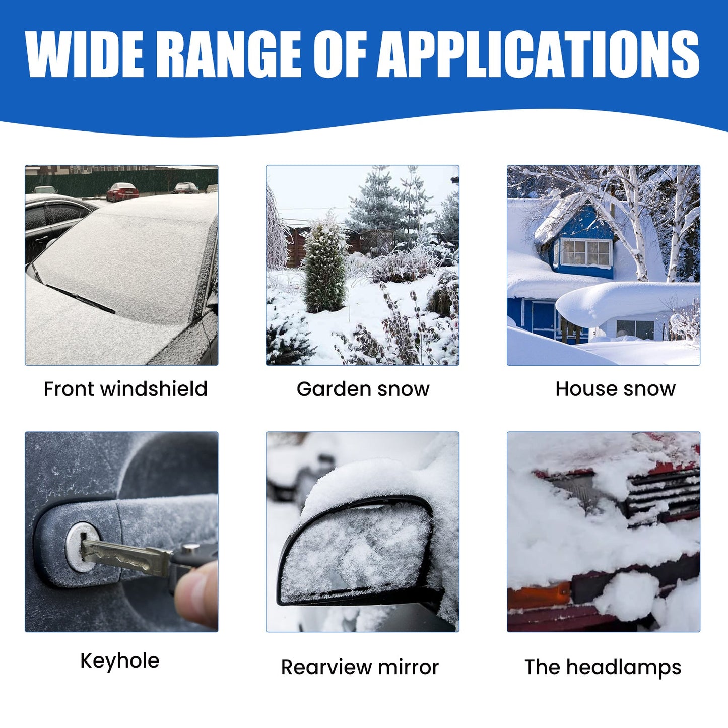 Winter Coating Snow Melt Spray, Car Windshield Fast Snow Melt Defrost Vehicle Deicing Agent