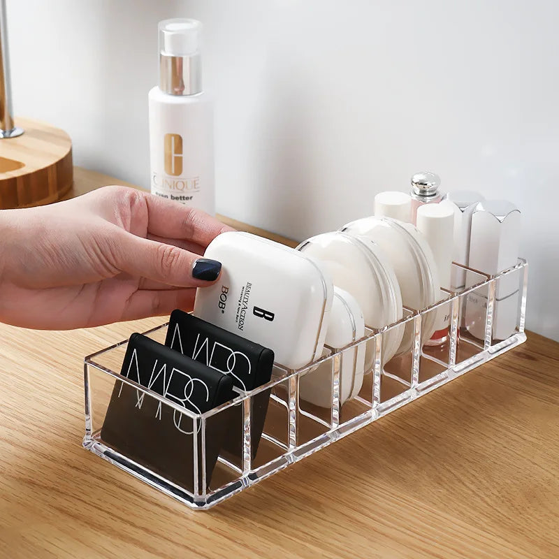 Household Transparent Divided Cosmetic Storage Box Sorting and Detachable Plastic Desktop Storage Box