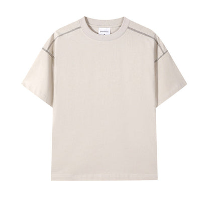 Retro Casual Contrast Color Line T-shirt