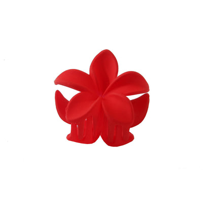 Feather & Red Plastic Flowers Barrettes