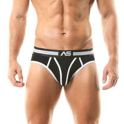 Men's Color Matching Low Waist Briefs