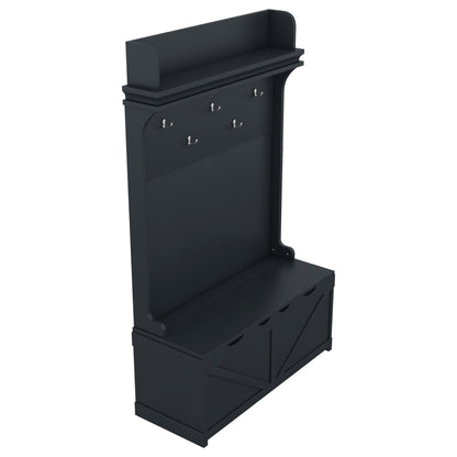 Hall tree with storage desk, entrance desk with drawers and 5 hooks, display rack, dark blue