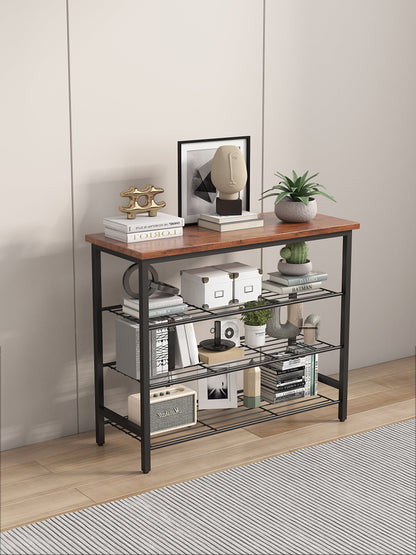 DN 4-Tier Metal Shoe Rack, Modern Multifunctional Shoe Storage Shelf with MDF Top Board, 1 pc per carton