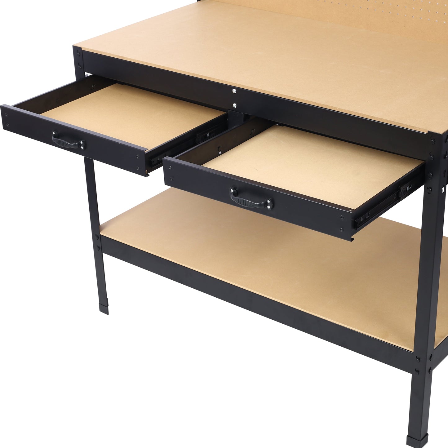Steel Workbench Tool Storage Work Bench Workshop Tools Table W/Drawer and Peg Board ,4xAC outlets 2xUSB Ports