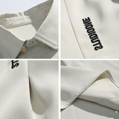 Letter embroidery loose casual short sleeved shirt for men