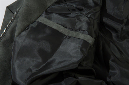 Men's Embroidered Letter Motorcycle Suit Leather Jacket