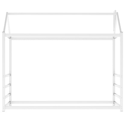 House Platform Bed with Roof and Chimney Design,White