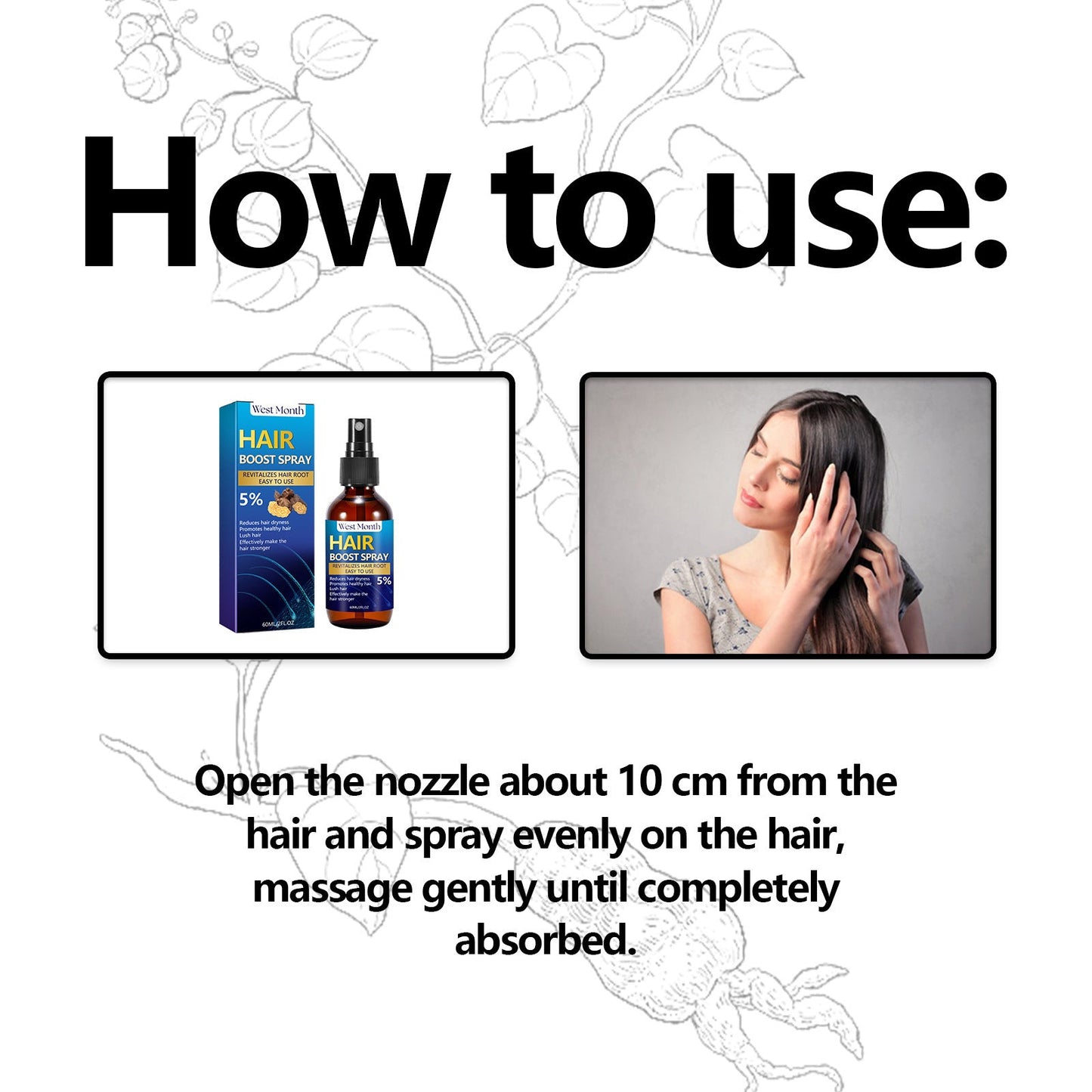 Hair Boost Spray, Strong Hair Solid Hair Moisturizing Scalp Hair Roots Beard Hair Care Spray