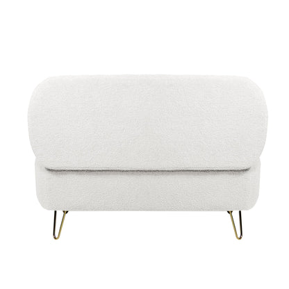 Ivory White Storage Ottoman Bench for End of Bed Gold Legs