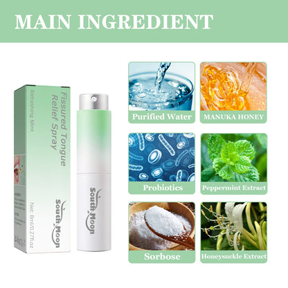 Fissured Tongue Relief Spray, Relieve Cracked Tongue And Fresh Breath Deodorizer Mouth Spray