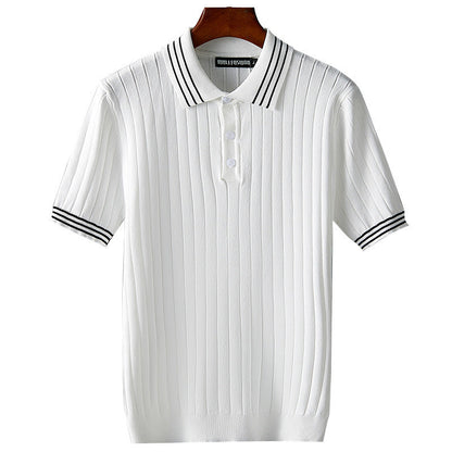 Men's Ice Silk Short Sleeve Lapel Polo Sweater