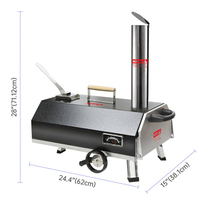 Semi-Automatic Black 12 Outdoor Pizza Oven Portable Wood Fired Pizza Oven Outdoor