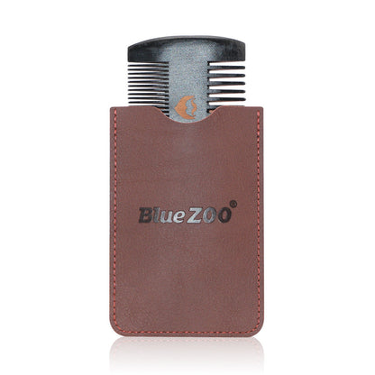 Black Spray Painted Pear Wood Bluezoo Double Sided Beard Comb Beard Portable Comb Care