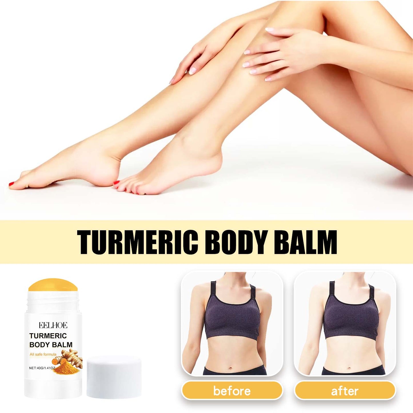 Turmeric Body Balm, Beauty Stick Full Body Care Brightening Moisturizing Hydrating Skin Care Stick