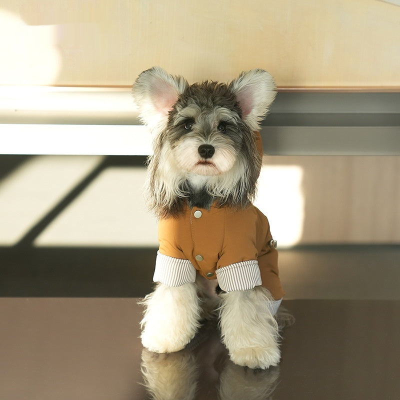Pet Cotton-padded Coat Warm Four-legged Full-coverage With Hood