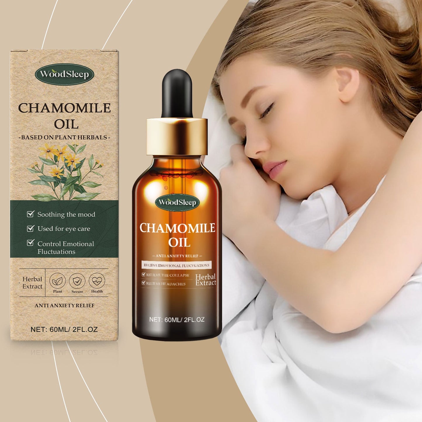 Chamomile Sleep Essential Oil, Soothing Body Comfort Skin Daily Portable Care Essential Oil