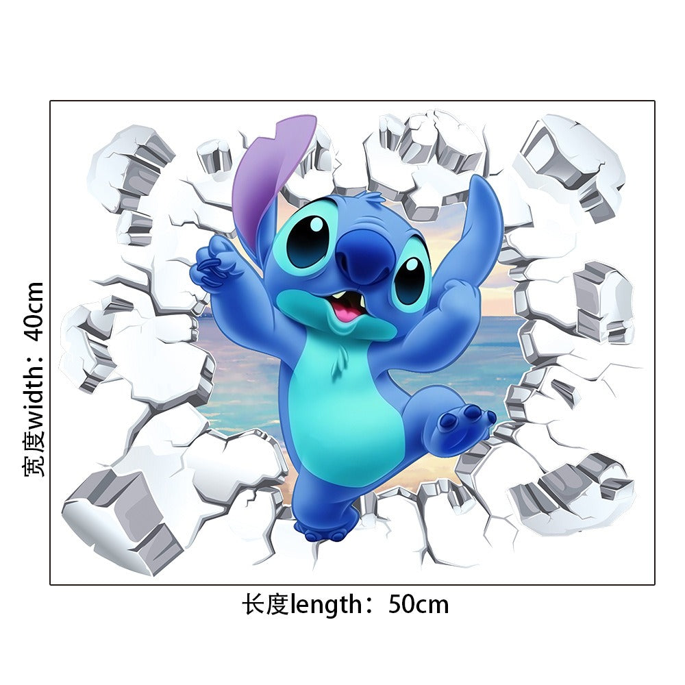 StarCraft Baby Stitch Wall Sticker Self Adhesive Picture Back Adhesive Cartoon Sticker Bedroom Dormitory Bedhead Wall Wallpaper