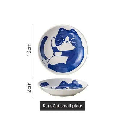 Cat dish cartoon ceramic dish household dining table dipping dish soy sauce dish hot pot seasoning dish