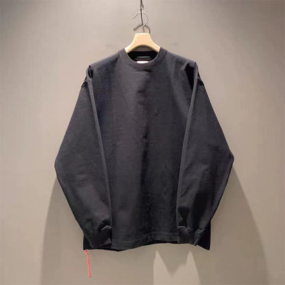 Japanese Red Rope Solid Color Long Sleeve T-shirt Men