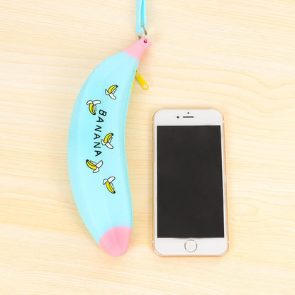 Simple Banana Green Onion Student Pencil Bag Super Cute Silicone Large Capacity Female Pencil Case Purse