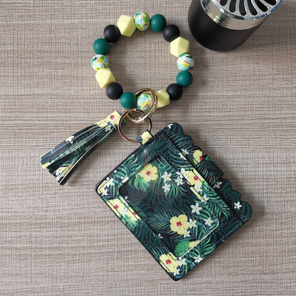 Silicone Beads Bracelet Key Chain Leopard Print