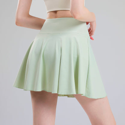 Tennis skirt women's yoga white badminton pleated skirt quick drying anti glare half skirt