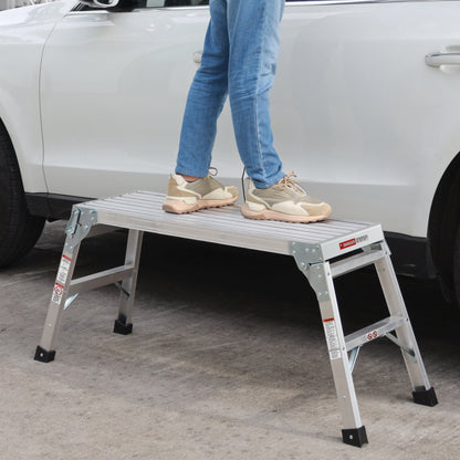 Work Platform Aluminum Portable Bench Folding Ladder ANSI Capacity 225 LBS 40"