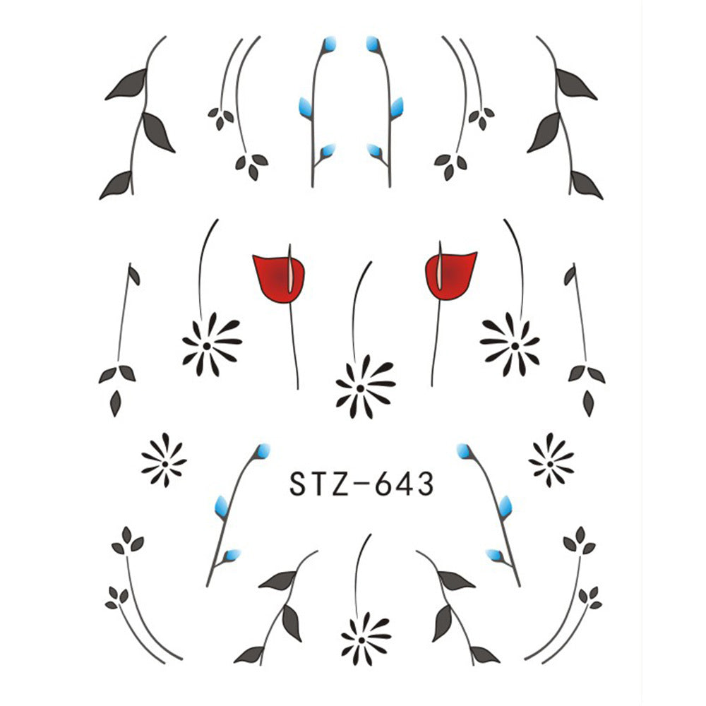 Butterfly Flower Water Transfer Decal Nail Sticker