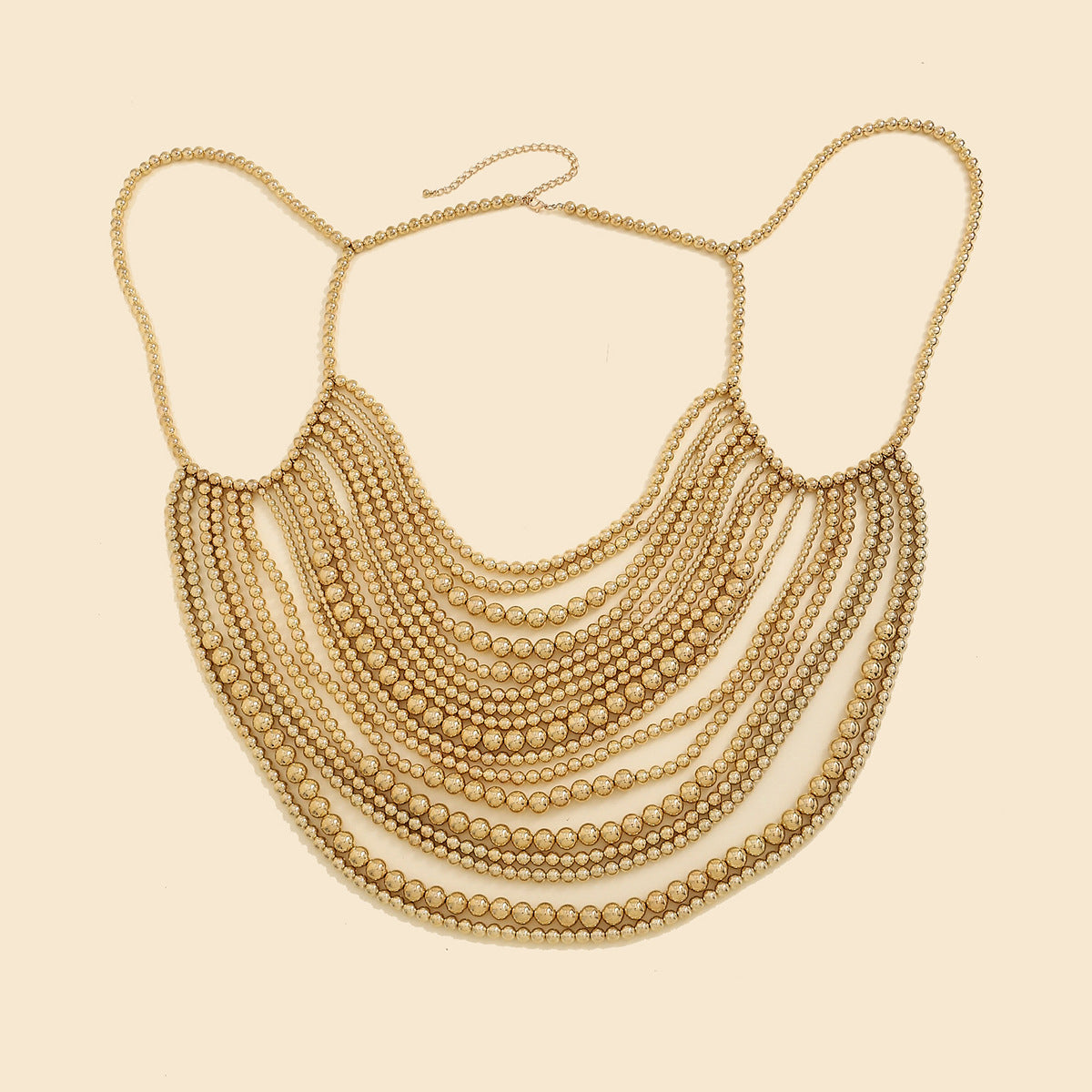 Multi layer imitation pearl black chain woven pearl layered body chain