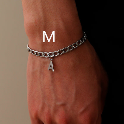 Simple Letter Titanium Steel Bracelet Men's Fashion