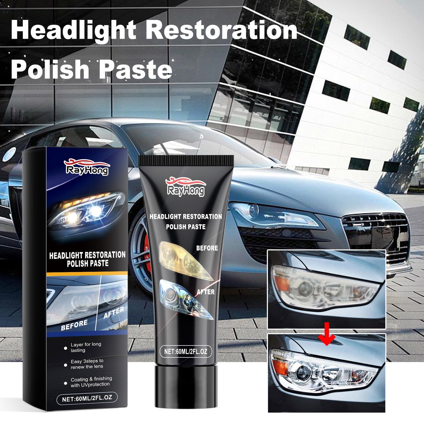 Headlight Polishing Paste Automotive Headlight Care Scratch Cleaning Refurbished Polishing Paste