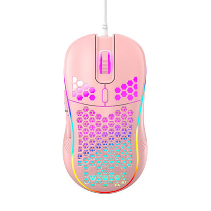 Wired gaming mouse with hollow holes and glowing light lightweight gaming mouse for esports