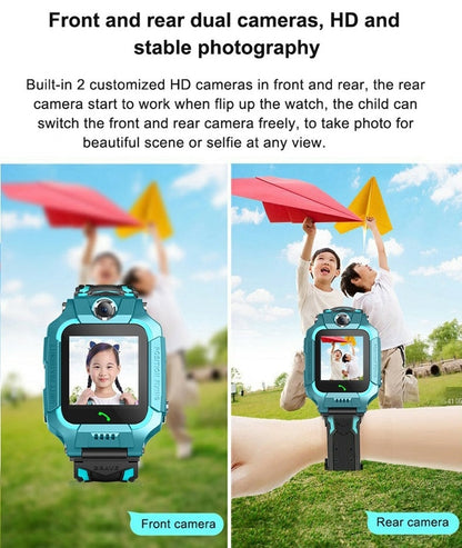 Q19 Dual Cameras Flip design waterproof Kids Smart Watch LBS Positioning SOS Mobile Phone Watch