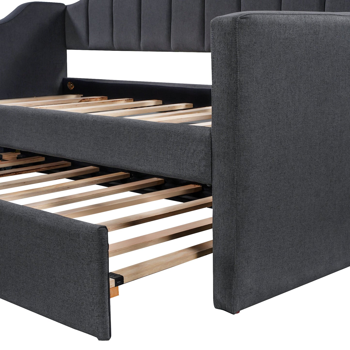 Upholstered Twin Daybed with Trundle Black