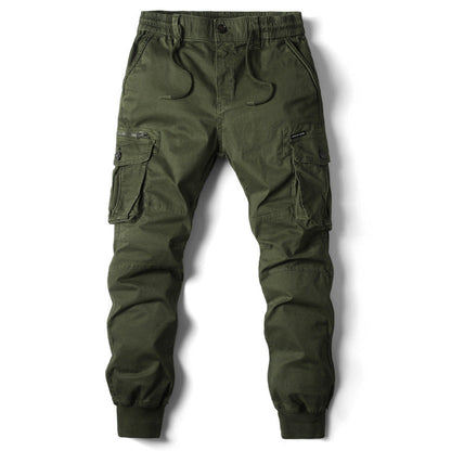 Solid Color Skinny Multi-pocket Men's Work Pants