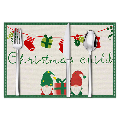 stmas linen placemats holiday party decorations insulation mats linen Christmas tree printed coasters